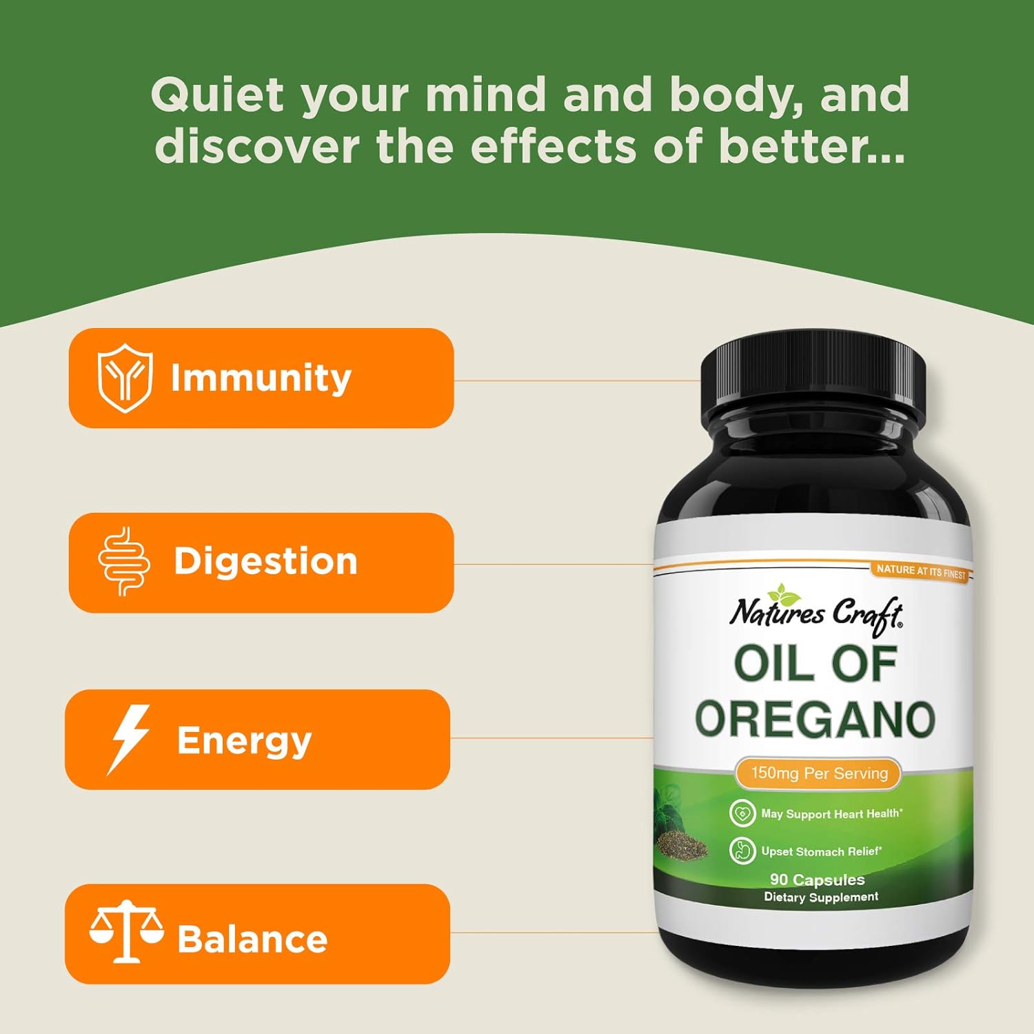 Pure Wild Oregano Oil Capsules - Oil of Oregano Capsules for Immune Support Heart Health and Upset Stomach Relief - Soluble Fiber Antioxidant Supplement Capsule for Bone Health and Energy Boost: Health & Personal Care