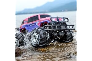 Ruko 1601AMP3 Amphibious RC Truck for Girls, IPX6 Warterproof Monster Truck, 1:10 Large Remote Control Car for All Terrain, 2 Rechargeable Batteries for 50 Min Fun Time, Gifts for Kids