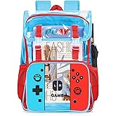 Clear Backpack for School - Gamer Kids Clear Backpack for Boys, Heavy Duty PVC Transparent Bookbag for Boys and Girls - Large Capacity See Through Bookbag for School, Stadium Events, Travel, Work