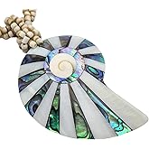 Swimmi Iridescent Paua Abalone Shell Necklaces for Women, Handcrafted Mother of Pearl Necklace, Handmade Beaded Seashell Abalone Necklace Jewelry EA209