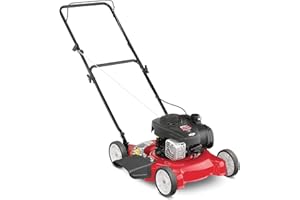 Yard Machines Gas Powered Push Lawn Mower with Engine Oil, 20 Inch Steel Cutting Deck, and Side Discharge for Outdoor Yards, Red/Black
