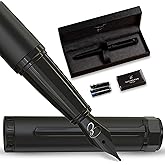 Ellington Pens Luxury Fountain Pen Set - Smooth Medium Nib - Includes 3 Ink Cartridges, Refillable Ink Converter, Gift Box - Fountain Pens For Writing, Calligraphy, Journaling, Sketching (The Stealth)