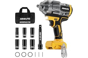 Cordless Impact Wrench for DeWALT 20V MAX Battery,1500Nm (1106 Ft-Lbs) 1/2" Brushless Impact Gun, LED Work Light, 3-Speed Hig