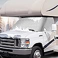 Komsepor RV Windshield Cover Compatible with Ford Class C 1997-2024 RV Front Window 4 Layers Class C Motorhome Cover 27 Foot Temperature Control Sunshade/Snow Cover Upgraded Strong Magnet