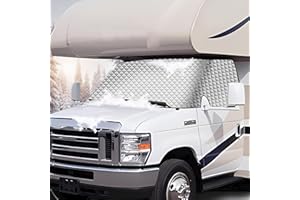 Komsepor RV Windshield Cover Compatible with Ford E450 Class C 1997-2024 RV Front Window 4 Layers Class C Motorhome Cover 27 Foot Temperature Control Sunshade/Snow Cover Upgraded Strong Magnet