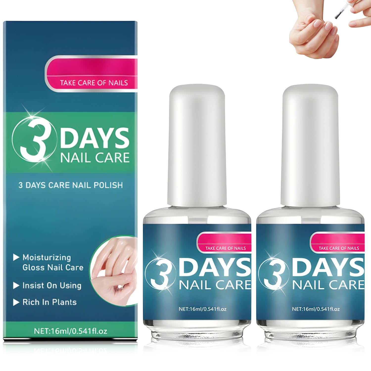 Photo 1 of 2 PCS 3 Days Nail Care, Keratin Amino Acid Formula for Strengthening & Hydration, Treatment for Dry, Weak, Fragile Nails