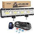 Nilight Side Shooter LED Light Bar 12Inch Triple Row Spot Flood Combo Lights Led Work Light with 5Pin Rocker Switch Wiring Harness Kit for Off Road Light on Truck SUV ATV UTV