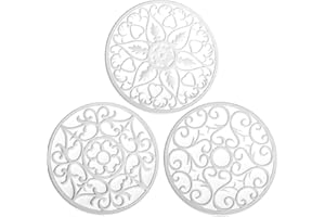 SMITHCRAFT Smitchraft Silicone Trivets for Hot Dishes, Pots & Pans, Multi-Use Hot Pads Kitchen Quartz Countertops, Silicone Pot Holders Mats, Non-Stick Carved Heat Resistant Mats for Counter & Table, Set 3 White