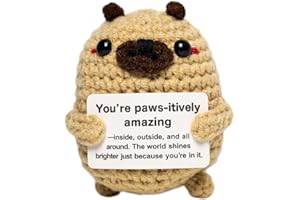 VeythorPositive Crochet Animals,Pug Gifts for Pug Lovers,Mini Cute Dog Decor,Small Handmade Crochet Animals Cute Stuff,Inspir