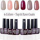 Gellen UV Gel Nail Polish Kit 6 Pastel Colors + Base Coat and Top Coat