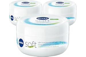 Nivea Soft Refreshingly Moisturizing Face, Body and Hand Cream, 3 Pack of 6.8 Oz Jars
