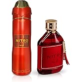 Dumont Nitro Red Eau de Parfum 3.45 fl oz and Nitro Red Perfume Spary 6.8 oz Set (Combo)