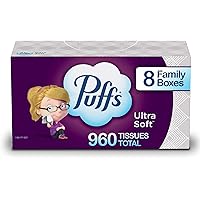 Puffs Ultra Soft Non-Lotion Facial Tissues, 8 Family Boxes, 120 Tissues Per Box (960 Tissues Total)
