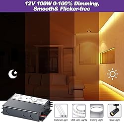 100W 12V Dimmable LED Driver, 0-10V/Triac/RX