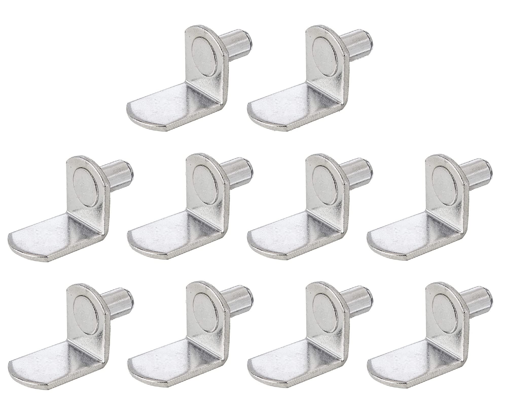 TERF® Traditional Style Nickel Plated L-Shape Bracket Furniture Shelf Support Pegs Push In Pin for Kitchen Cabinet Wardrobe Bookcase Closet and Furniture Shelf Support Use - Pack of 10
