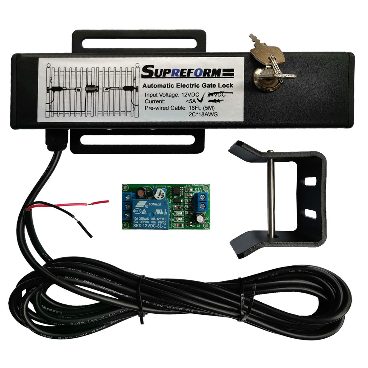 Photo 1 of Supreform Universal 12VDC(NOT 24VDC) Outdoor Automatic Electric Gate Lock for Swing Gate Opener Operator Automatic Gate Openers, Fail Secure Gate Lock, UL Listed Cable