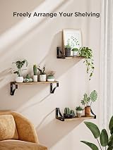 Pipishell Paulownia Wood Floating Shelves Set of 3 Rustic Brown view 2