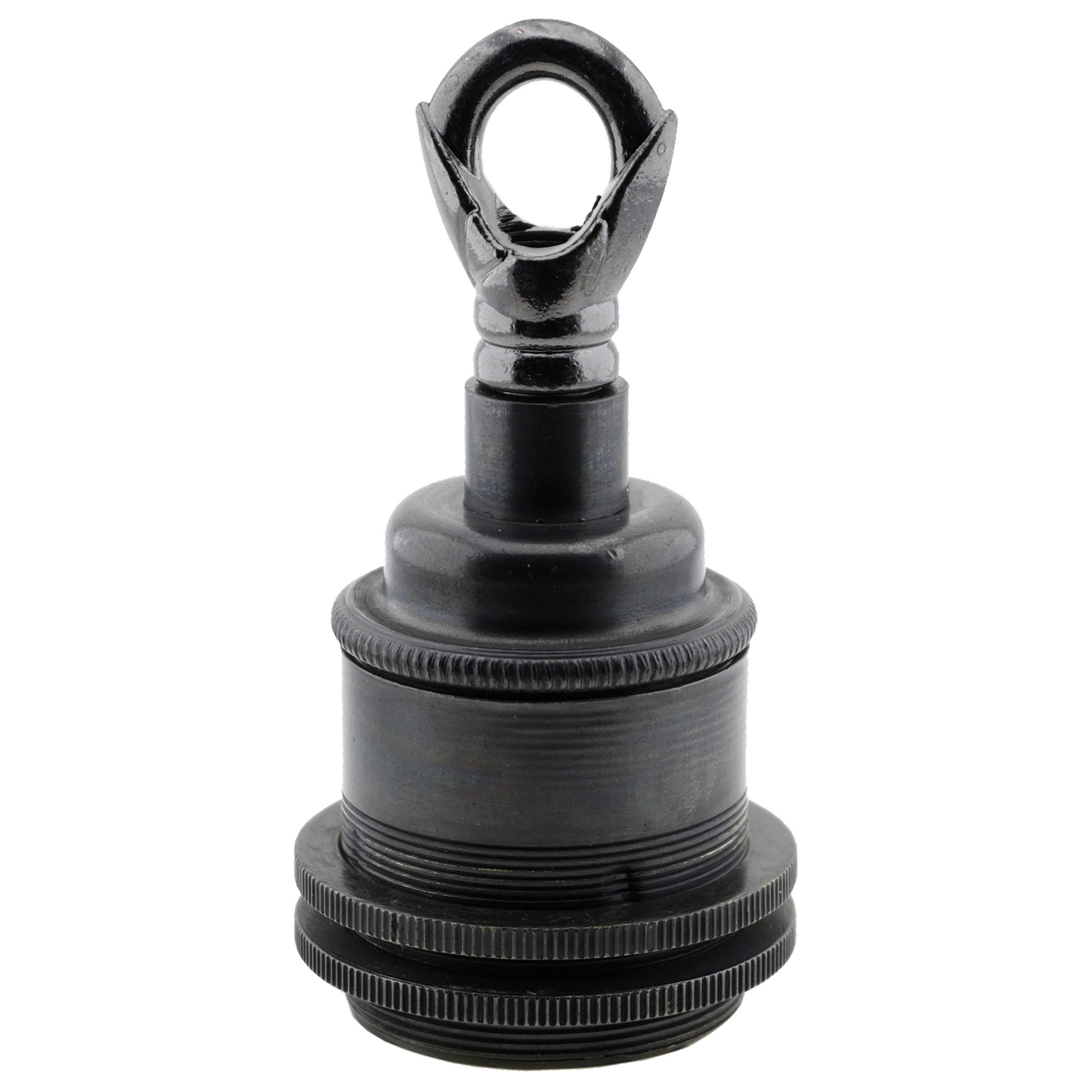 Edison Screw (E27) Solid Brass Earthed Lampholder in Dark Bronzed Finish with 2 Shade Rings and Metal Loop