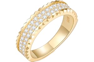 TIMELESSTAR CNC Moissanite Rings for Women D Color VVS1 Clarity 3EX Cut S925 Sterling Silver Heavy 18k Gold Plated Non Tarnish Easily 14K Gold Color