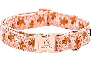 Lionheart glory Christmas Dog Collar Pink Collar Dog Adjustable Soft Dog Collars Gingerbread Man Dog Collars for Small Medium Large Dogs Female or Male Pet Collar