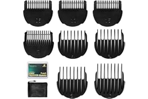 CR8GR8 Hair Clipper Guards Guides 8pcs 0.02inch to 0.5Inch(0.5mm-12mm) Fits For Manspot Body Trimmer,Meridian Ball Trimmer Clipper Guard,8 Pack Black