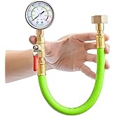 Pronese Stainless Steel Water Test Pressure Gauge Kit 2" Dial Size,Gauge+12" EPDM Rubber+1/4" LF Valve+1/4 to 3/4 Adapter,Low