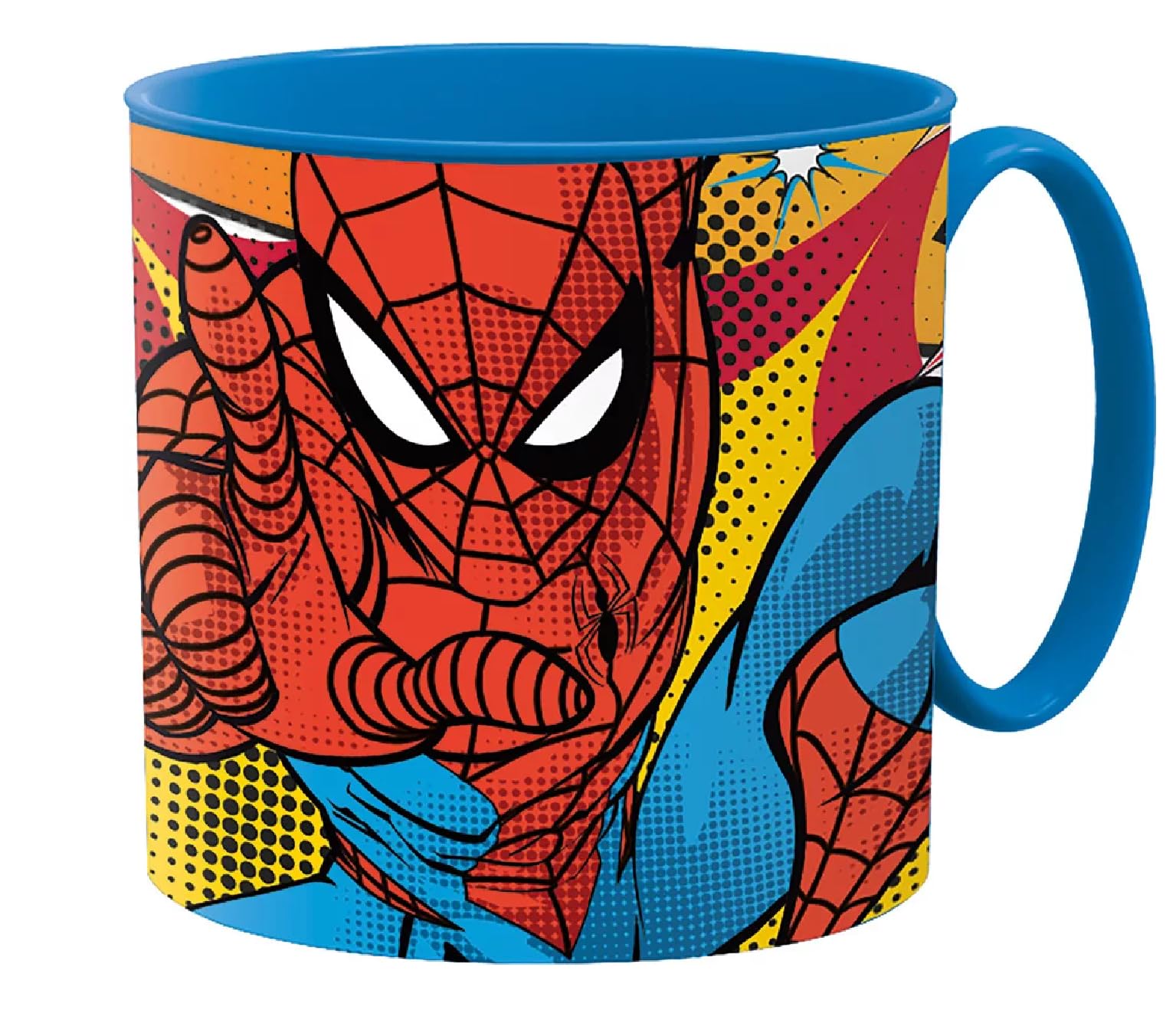 Golddunes Cartoon Kids Character Cute Mini Tiny Mug 265ML Drinking Re-Usable Plastic Cup Microwave Safe 7.5cm x 7.5cm (Spiderman Red/Blue)