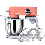 Kraftsman All-Metal Stand Mixer 5.3-Quart - Professional Kitchen Electric Food Mixer with Stainless Steel Mixing Bowl & Attachments for Baking, Dough & Cake, 8-Speed Control & Timer (Orange)