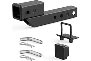 YZONA Trailer Receiver Hitch Riser & Extender Adapter, 2" Drop/Rise, Adjustable Lengths 5", 6", 8", 9", Solid Tube, 2-Inch Receiver, 7500 lbs Towing Capacity, Matte Black