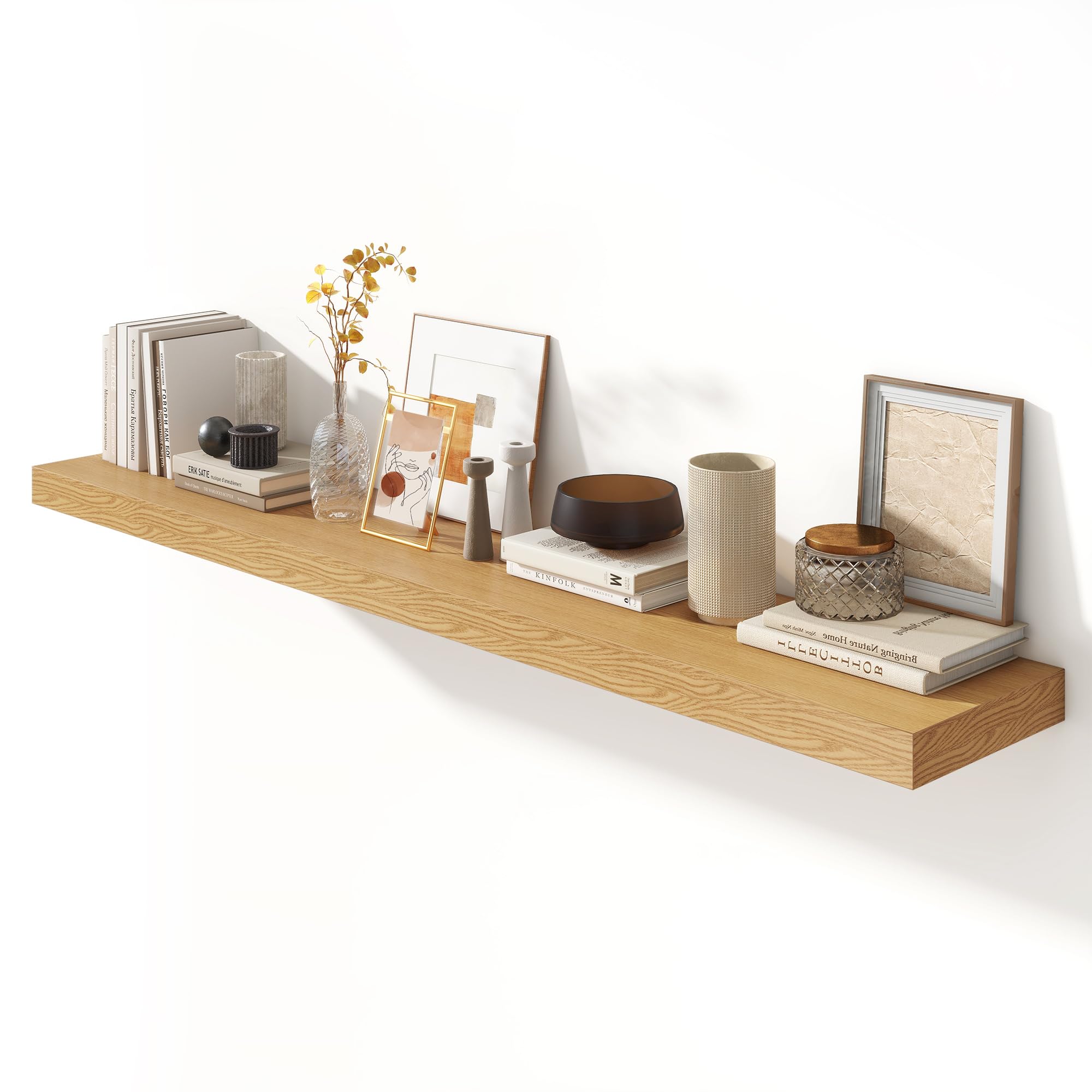 Photo 1 of FLYJOE 72 Inch Oak Floating Shelf | 12 Inch Deep Floating Shelves Set of 1 | 72" D x 12" D Rustic Wood Shelves for Wall | Deep Oak Shelves for Living Room Bathroom Laundry Room Kitchen