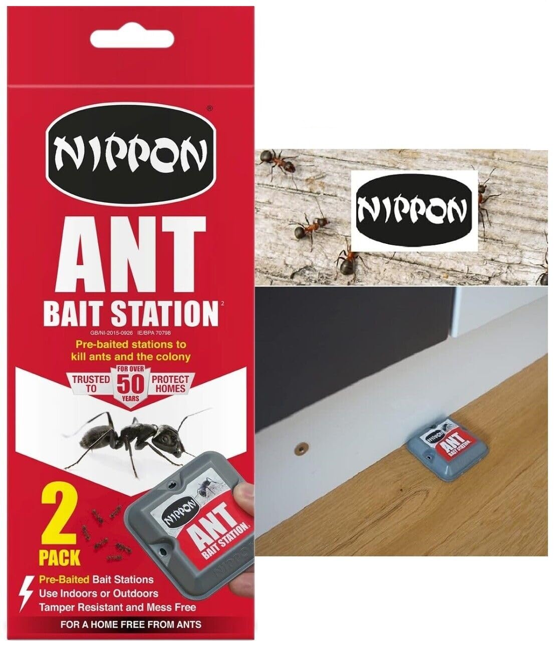 UKDD® Nippon Ant Bait Station Ant Stop Station Twin Pack Destroys Ants and their Nests used both indoors and outdoors without any mess Easy to use