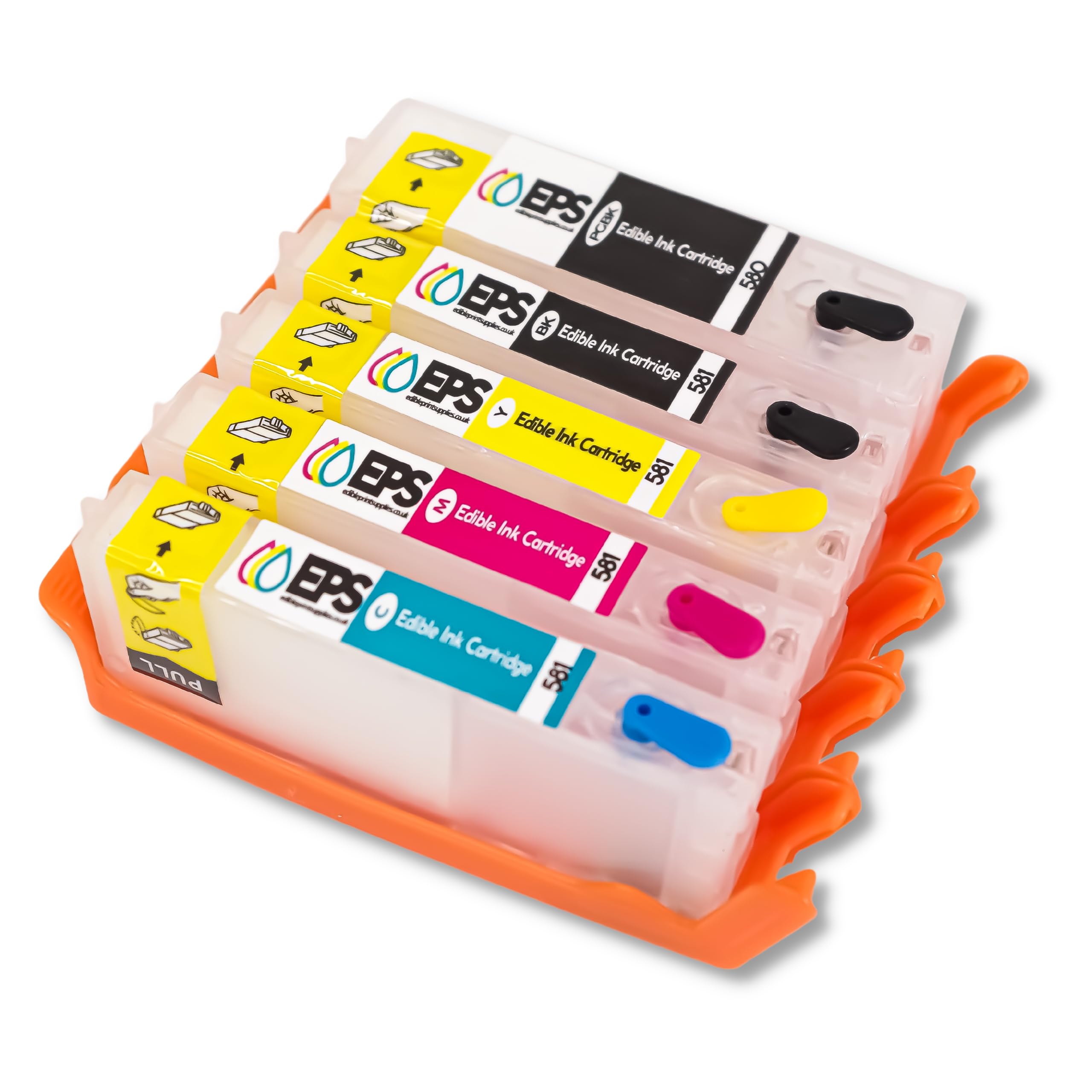 EPS XL Refillable Edible Ink Cartridges for Canon TS705a Edible Printer (PGI581/CLI580) - Empty/Without Edible Ink - for refilling/multiple-use.