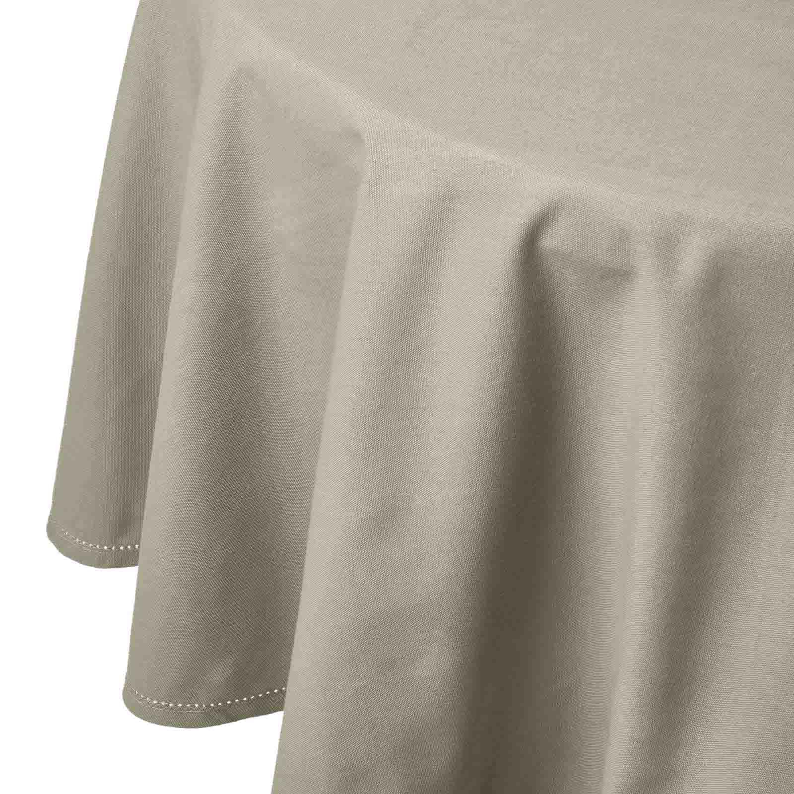 HOMESCAPES Grey Table Cloth, Plain Cotton Round Tablecloth, Handcrafted & Durable Dining Table Cover with Hem Stitch, Hypoallergenic, Washable, 178cm — image 1