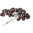 Rosary wooden with HHoly water from Fatima Our Lady of Fatima necklace beads prayer first communion Marian apparitions (Cherry)