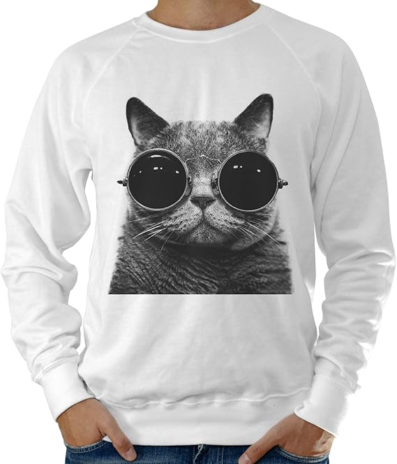 Veste légère Homme Chat Sunglasses Cat Blanc Amazon.fr