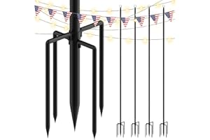 XBRIGH 4 Pack 9FT String Light Poles for Outdoor Use, Rustproof Waterproof Metal Poles with Electrophoresis Coating, for Patio, Garden, Backyard, Wedding, Deck, Party