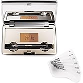 Fab Brows Duo Eyebrow Kit, Ultimate Brow Stencil Kit with Compact Powder Mirror and Eyebrow Shaper, Waterproof Eyebrow Makeup Kit Contour Palette, Eyebrow Cosmetics, (Light/Medium Brown)