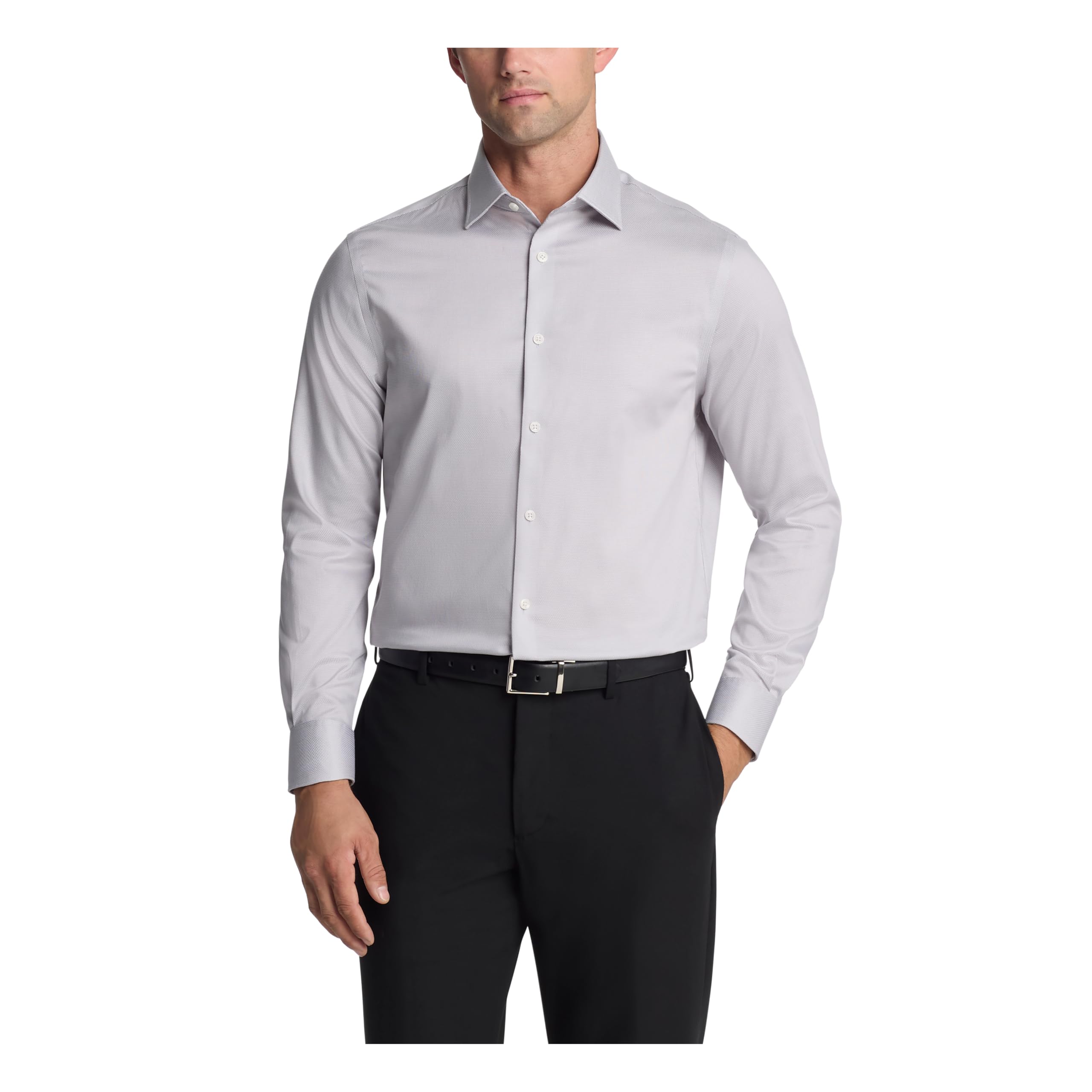 Michael Kors Men’s Dress Shirt Comfort Stretch Regular Fit, Grey Frost
