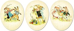 Easter Eggs for Easter Basket Stuffers Easter Egg Hunt, Country Bunny Easter Decor, Fillable Paper Mache Easter Eggs, Easter Gifts 3.5 Inches Set of 3