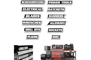 UKM 12 Pack of Magnetic Toolbox Labels, 3D-Printed Tool Box Labels, General Tool Box Organize Accessories, Reusable Tags for Steel Toolboxes, Carts, Drawers, and Cabinets(Black)