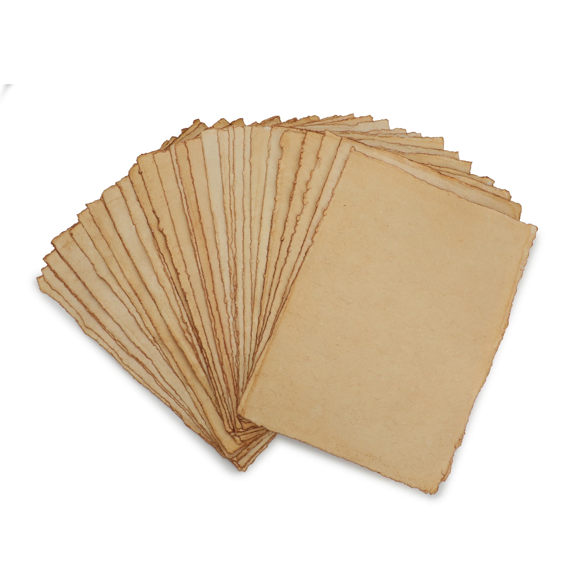 Fausta Handmade Vintage Textured Cotton Paper 75 Sheets (250 GSM) (6 X 4 In) | Deckle Edge Antique Paper for SketchIng, DrawIng, Invitations, Mixed Media, Watercolor Art