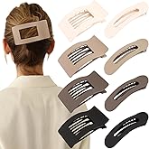 Velscrun Flat Hair Clips for Women Girls, 2 Styles 8 Pcs Lay Flat Claw Clips, Strong Hold French Duck Billed Large Side Hair Jaw Clip for All Hair Types, Fashion Trendy Hair Accessories Brown