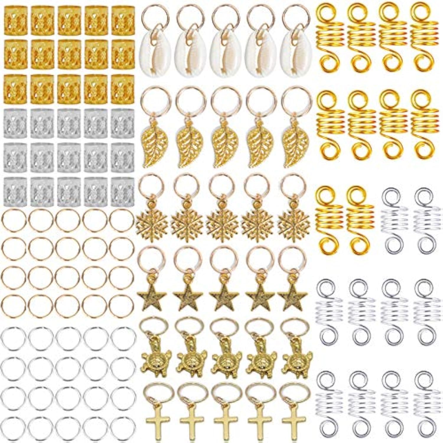 Supkeyer 120 Pcs Hair Jewelry, Adjustable Metal Cuffs Beads Braiding Rings for Braids Hair Decorations Accessories, Copper