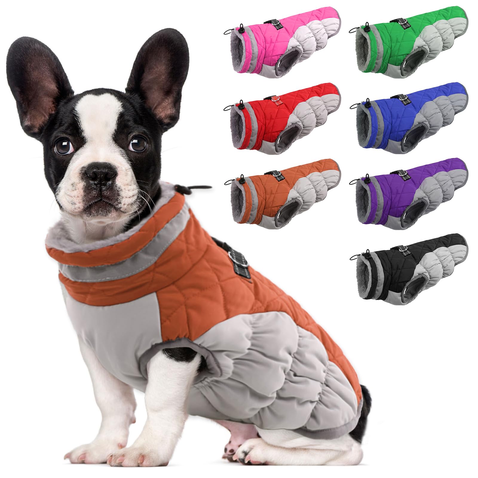Photo 1 of Lelepet Warm Dog Winter Coat Cold Weather Jacket Windproof Reflective Turtleneck Vest with Plush Neckline D-Ring for Leash Thick Fleece Lining Jacket Pet Apparel for Small Medium Large Dogs(X-Small)