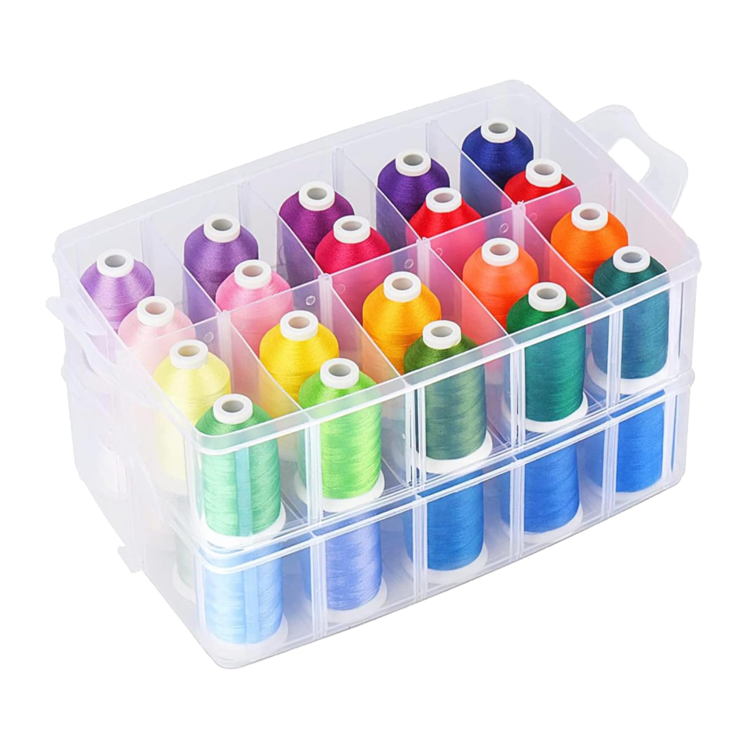 Simthread 40 Colors Polyester Embroidery Machine Thread, 550Y Each Spool Embroidery Threads for Sewing with Storage Organizer Box, Machine Embroidery Quilting Serger Supplies