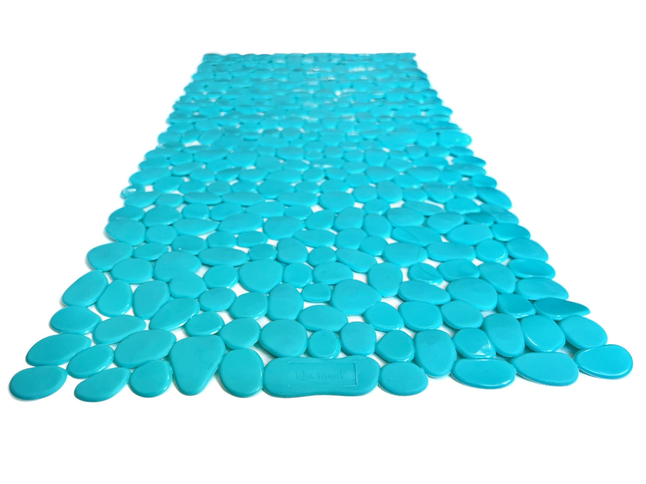 TIKE SMART “Pebbles” Non-Slip Bathtub/Shower Mat 27.5”x14” Rectangular, Non-Toxic, Safe, Clean, Machine-Washable, Superior Grip & Drainage, Vinyl, for Smooth Floors ONLY, Opaque Turquoise