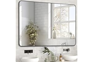 SNUGACE Matte Black Bathroom Mirrors for Over Sink, Rectangle Framed Bathroom Vanity Mirror for Wall, 24x36 Inch