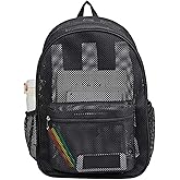 Heavy Duty Mesh Backpack, See Through College Backpack with Padded Shoulder Straps for Swimming, Outdoor Sports
