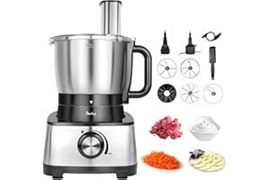 Davivy Food Processor 13 Cup,Stainless Steel Bowl Food Processor,7 Blades with 9 Functions Vegetable Chopper for Home Use,Ste