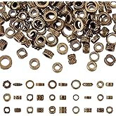 PH PandaHall 120pcs Tibetan Style Alloy European Beads 15 Styles Large Hole Beads Loose Antique Bronze Spacer Bead Metal Bead Spacers for Beadable Pen Garden Stakes Jewelry Making, Hole: 4-7.5mm